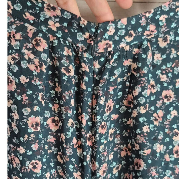 Shoshanna Colten Tie-Neck Blouson Dress in Pine/Blush, sz 12 - Picture 11 of 16